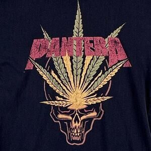 Pantera Weed Skull TShirt Mens XS Black Heavy Metal Band Rocker Stoner Punk